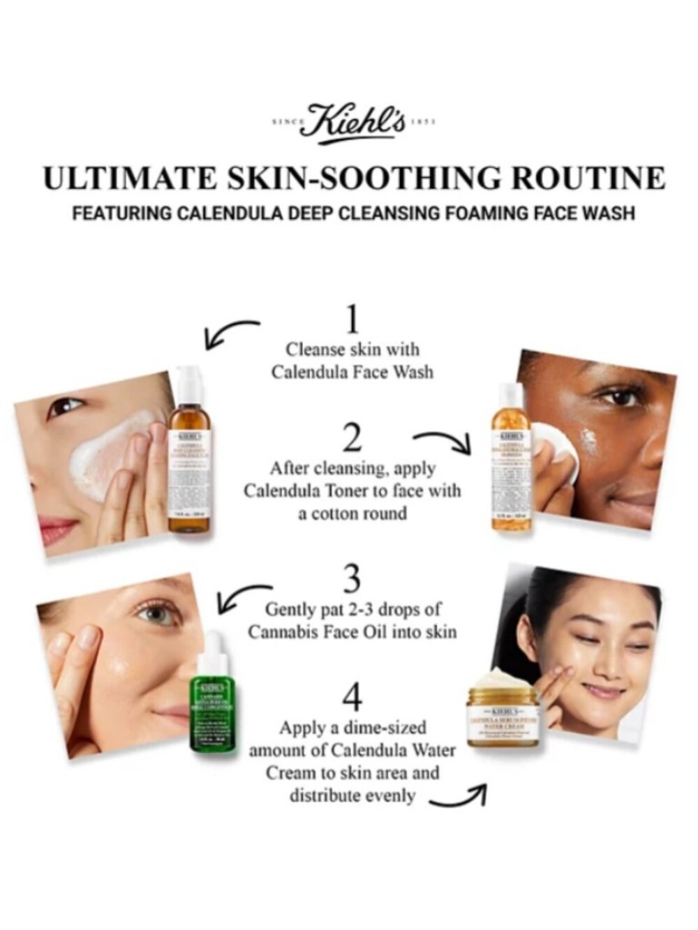 Kiehls Skincare Set-Calendula Deep Cleansing Foaming Face Wash,3 x 30ml-2pc-NEW - Picture 9 of 14